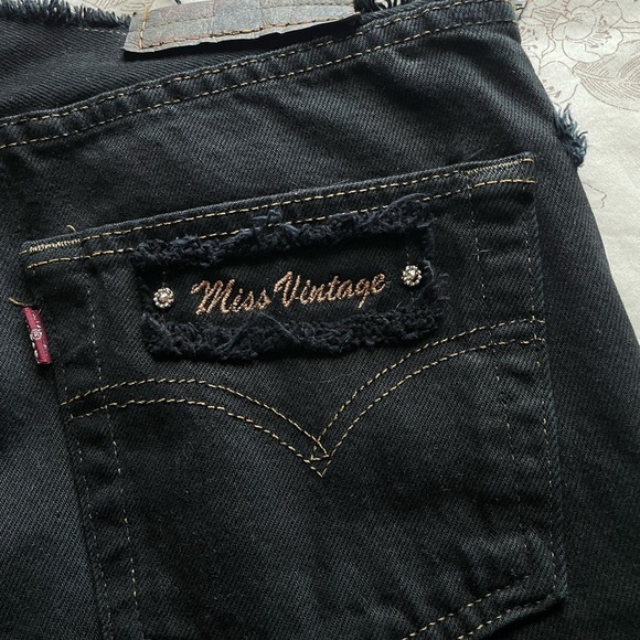 Vintage Y2K Upcycled Levi’s Flare Jeans Low Rise Embellished 28 Festival Bratz - Picture 6 of 14